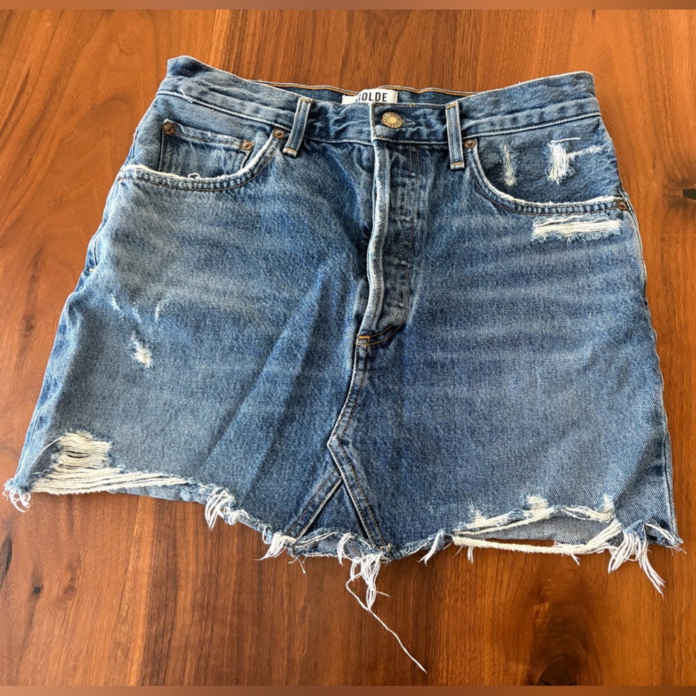 Agolde Distressed Jean Skirt